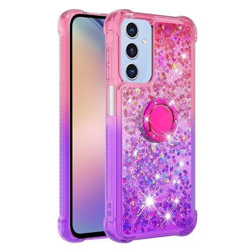 BLOTECH Plastic Base für Samsung Galaxy A26 Hülle Flowing Sand Phone Case Glänzendes Case mit 360°Ring Sand Art Flowing Phone Case Aesthetic Dynamic Schutzhülle für Samsung Galaxy A26,Viola Rosato von BLOTECH