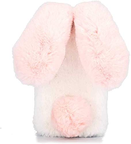 BLOTECH Rabbit Ears Hülle für Oppo Reno 12F Hase Pelz Handyhülle Kaninchen Case Schutzhülle Niedlich Pelzigen Winter Weicher und Bequemer Etui Flauschige Plüschbezug Schale Tasche Cover,Rosa Weiß von BLOTECH