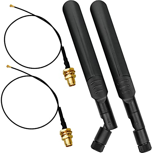 2 Set 8dBi 2,4GHz 5GHz 5,8GHz Dualband WiFi Antenne Omni Directionnelle WLAN Antenne SMA-Stecker Antenne + 20cm IPEX zu RP SMA Buchse Pigtail Kabel für NGFF M.2 WiFi WLAN/3G/4G Karte von BLUESEABUY