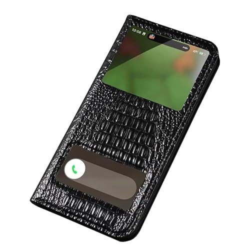 BMLLQSS Schlanke Klapphülle für iPhone 15 Pro Max/15 Pro/15 Plus/15, Premium-Echtlederhülle mit Objektivschutz, Ständer, Business-Hülle, Farbe: Schwarz 2/Größe: 15 von BMLLQSS