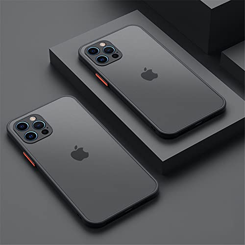 BMLLQSS Stoßfeste, matte Schutzhülle für iPhone 13, 12, 11 Pro Max, XR, X, S, 6, 7, 8 Plus, SE, Mini-Silikon, transparent, harte Polycarbonat-Hülle, Schwarz von BMLLQSS