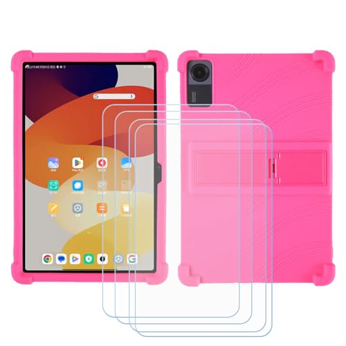 BMPNLSZ Hülle für Honor Pad GT Pro + 4 HD Panzerglas, Sanft Handyhülle Silikon Schutzhülle Cover TPU Case Handy Tasche Handytasche - Panzerglasfolie Schutzfolie für (12,3") - Rosa von BMPNLSZ