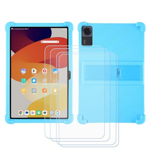 BMPNLSZ Hülle für Honor Pad X8A + 4 HD Panzerglas, Sanft Handyhülle Silikon Schutzhülle Cover TPU Case Handy Tasche Handytasche - Panzerglasfolie Schutzfolie für (11,0") - Blu2 von BMPNLSZ