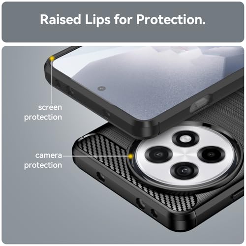 BMPNLSZ Hülle für Oneplus 13R + HD Displayschutz, Handyhülle Kohlefaser Schutzhülle Cover TPU Case Handytasche - Gehärtetes Folie Schutzfolie für Oneplus 13R (6,78") - Schwarz von BMPNLSZ