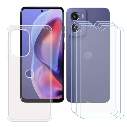 BMPNLSZ Transparent Hülle für Motorola Moto E15 (6,67") + [4 Stück] HD Panzerglas, Handyhülle Silikon Schutzhülle Cover TPU Case Handytasche - Panzerglasfolie Schutzfolie von BMPNLSZ