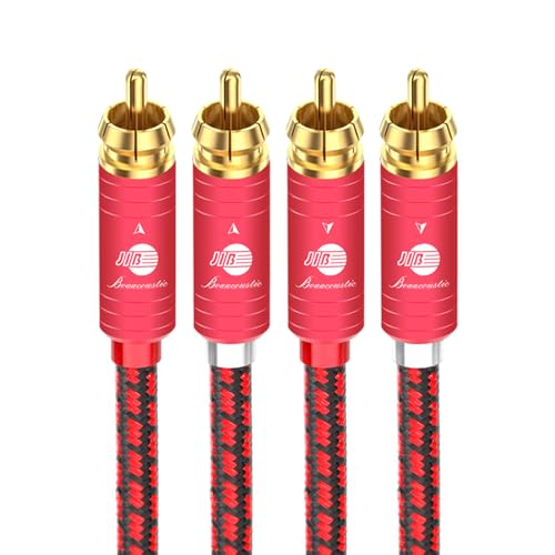 BOAACOUSTIC JIB Upgrad Audiophiles 2x cinch auf 2x cinch Stereo Audio Cable 2RCA Male to 2RCA Male Für HiFi-System-Verstärker an CD (1M, Rot) von BOAACOUSTIC