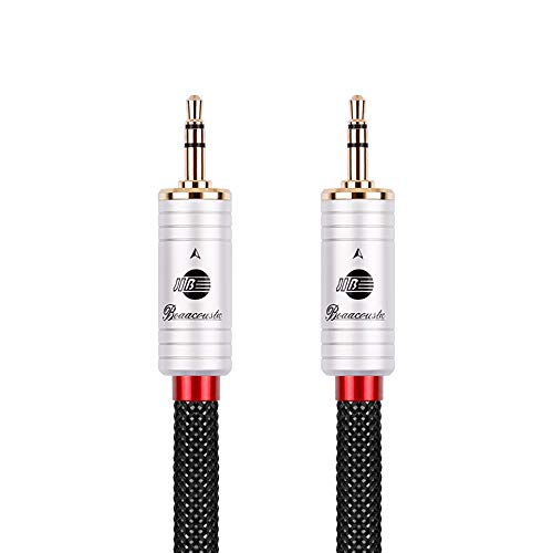 JIB Boaacoustic Klinkenkabel 3,5mm AUX Kabel (HiFi Sound), 3,5 mm-Klinkenstecker auf 3,5 mm-Klinkenstecker Kabel für Heim-Stereo, IPad, Echo Dot, Sony usw (2M,Schwarz) von BOAACOUSTIC