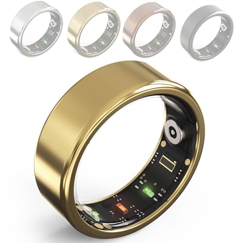 BOBVB Fitness-Smart-Ring, Schlaf-Schrittzähler, Tracker für Herzfrequenzmesser, Smart-Ring-Gesundheits-Tracker für Männer und Frauen, wasserdicht und energiesparend, zur Überwachung 12# Gold von BOBVB