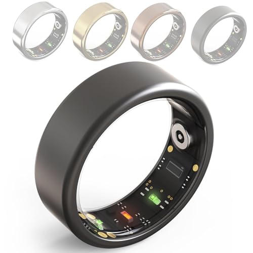 BOBVB Fitness-Smart-Ring, Schlaf-Schrittzähler, Tracker für Herzfrequenzmesser, Smart-Ring-Gesundheits-Tracker für Männer und Frauen, wasserdicht und energiesparend, zur Überwachung 9# Black von BOBVB