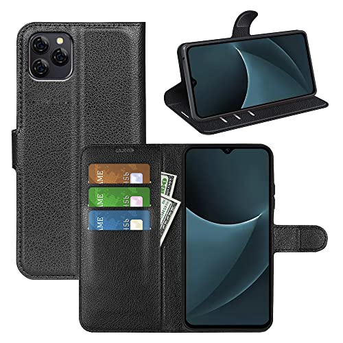 BOCTECH Hülle für Blackview A95, Handyhülle PU Leder Klappbar Schutzhülle Klapphülle mit Ständer, Kartenfach, Magnetschnalle Stoßfest Flip Cover Case Tasche für Blackview A95, Schwarz von BOCTECH