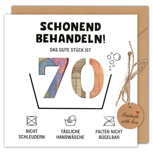 BOFUNX Geldgeschenk 70. Geburtstag - Schonend Behandeln 70 Geburtstag Geschenkkarte Lustige Geburtstagskarte mit Umschlag für Männer Frauen Familie und Freunden von BOFUNX