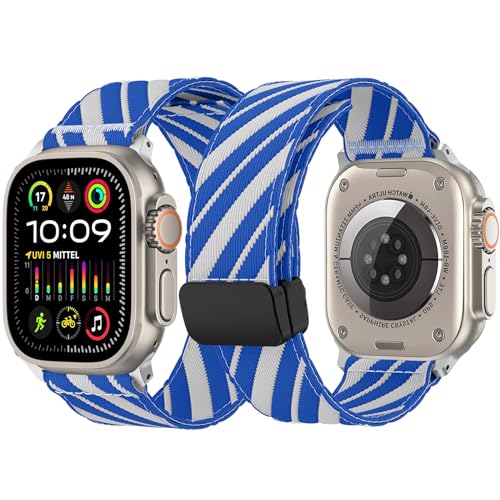 BOJYS Segeltuch Armband Kompatibel mit Apple Watch 42mm 41mm 40mm 38mm, Ersatzarmband Magnetschnalle Texti Sailcloth Nylon Sport Armband für iWatch SE Series 10 9 8 7 6 5 4 3 2 1 von BOJYS