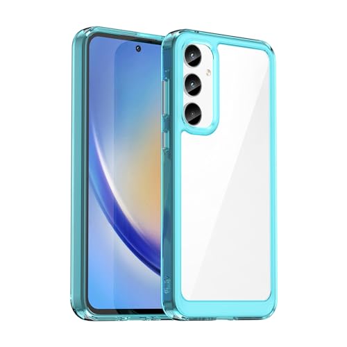 BOKYAS Crystal Hülle für Samsung Galaxy A35 5G Anti-Gelb & Stoßfeste Handyhülle, Anti-Kratzt Soft Silikon Schutzhülle Case mit TPU Bumper & PC-Rückseite, Himmelblau von BOKYAS