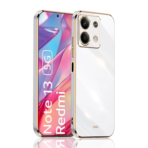 BOKYAS Kompatibel für Xiaomi Redmi Note 13 5G Hülle mit Luxus Galvanisierte, Kameraschutz Weich Silikon Handyhülle Ultra Dünn Stoßfeste Plating Case für Frauen, Weiß von BOKYAS