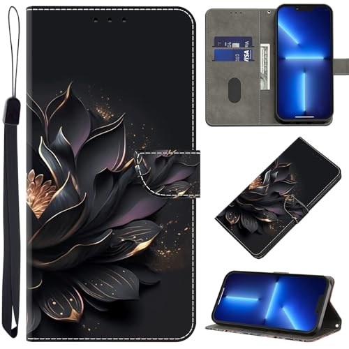 BOLELAW Handyhülle für Samsung Galaxy A05S Hülle, Muster PU Leder Wallet Flip Case mit [StoßSchutz TPU] [Standing Function] [KartenSteckplätzen] für Samsung A05S Schutzhülle,Violetter Lotus von BOLELAW