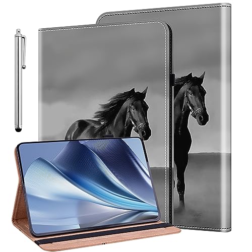 BOLELAW Hülle für Lenovo Tab M10 Plus 3rd Gen (TB125/TB128) 10.61 Zoll 2022 Case mit Stifthalter, Hochwertige PU-LederhüLle Stilvolle Schutzhülle, Schwarzes Pferd von BOLELAW