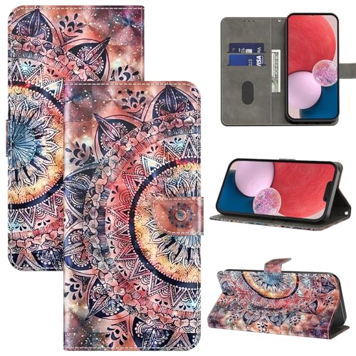 BOLELAW Hülle für Samsung Galaxy S25 PU Leder Stoßfeste Flip Case mit [Magnetverschluss] [Standfunktion] [Kartenfächern] Schutzhülle Klapphülle für Galaxy S25, Mandala von BOLELAW