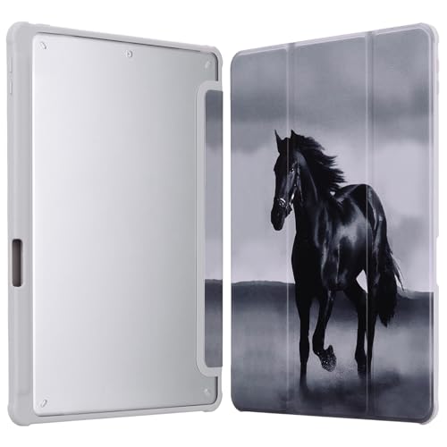 BOLELAW Hülle für Xiaomi Pad 5/ Pad 5 Pro 11 Zoll 2021 mit Stifthalter, Schlank Trifold Stand Schutzhülle mit Transparenter Rückseite Cover und Auto Wach/Schlaf, Schwarzes Pferd von BOLELAW