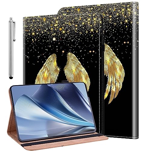 BOLELAW Hülle für iPad Pro 12,9 Zoll (2022/2021, 6th/5th Gen) Case mit Stifthalter, Hochwertige PU-Lederhülle Stilvolle Schutzhülle für iPad Pro 12.9 Tablet Hülle, Goldene Schwingen von BOLELAW