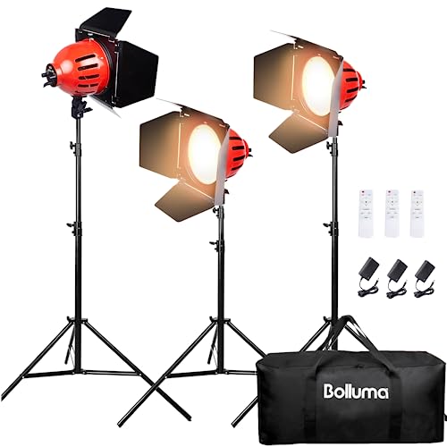 BOLLUMA 3 Stück zweifarbige 252 LED-Videoleuchte und Ständer-Set enthält (3) 3000–6000 K dimmbares Licht (3) 79 Zoll Lichtständer (3) Fernbedienung (1) Tragetasche für YouTube Studio Video Fotografie von BOLLUMA