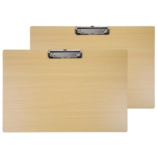 BOMKEE 2er Klemmbrett Querformat Extra Groß, 11x17 Zoll Klemmbrett Querformat Größe Holz Clipboard zum Aufhängen Klemmbretter Horizontale Zwischenablagen Schreibbrett für Künstler Zeichnen, Skizzieren von BOMKEE