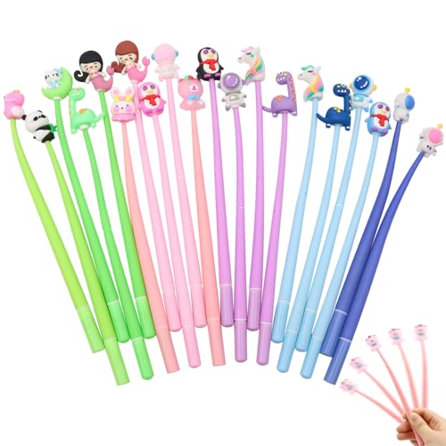 BORISCA 20 Lustige Gelschreiber Set, Lustige Stifte Kreative Kawaii Gel Stifte Tiere Cartoon Coole Stifte Schwingbar Squishy Stifte Fidget Pen Kinder Giveaways für Kindergeburtstag(Random Style) von BORISCA