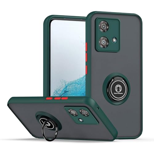 BORYA Hülle für Motorola Edge 40 Neo, Hochwertiges Matte Weiches Silikon TPU+PC Bumper Handyhülle Ultra Dünn Stoßfest Case Ring Ständer Schutzhülle, Dunkelgrün von BORYA