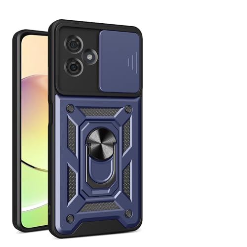 BORYA Hülle für Motorola Moto G55, Stoßfest PC + TPU Handyhülle, Prämie Silikon Kratzfest Militärqualität Schutzhülle mit Magnetisches Ring Ständer Und Kamera Cover. Blau von BORYA