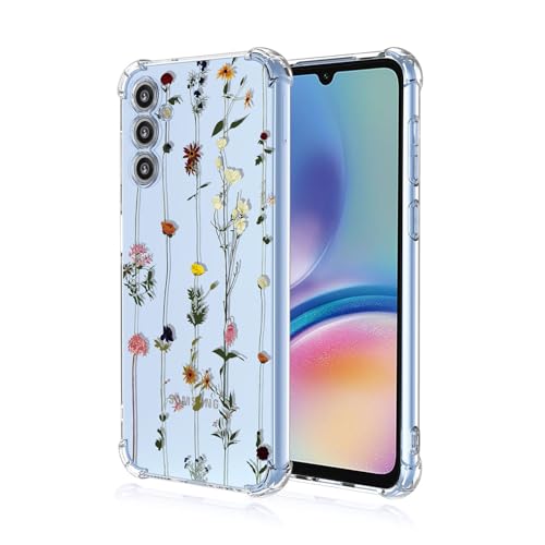 BORYA Hülle für Samsung Galaxy A55 5G, Stoßfest Weiches Transparent Silikon TPU Bumper Handyhülle Ultra Dünn Seidig Hochwertiges Elegant Schutzhülle, Gestreift Blumen von BORYA