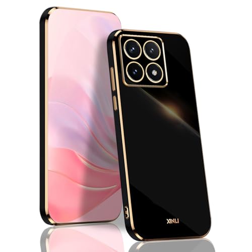 BORYA Hülle für Xiaomi 14T Pro, Ultra Dünn Stoßfest Premium TPU Bumper Handyhülle, Weiches Seidig Silikon Schutzhülle Elegant Galvanisiert Phnom Penh Case, Schwarz von BORYA