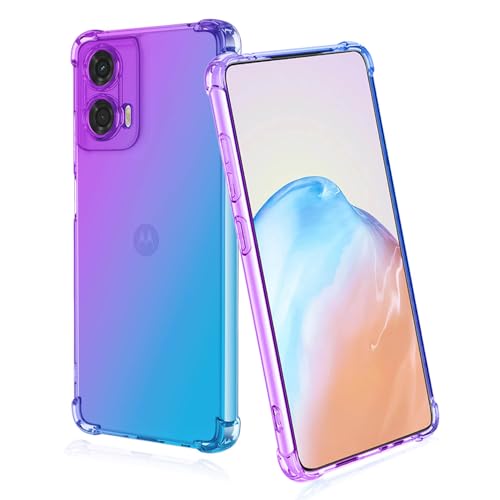 BORYA Silikon Hülle für Motorola Moto G24 4G/Moto G04, Transparent Weiches Seidig Ultra Dünn TPU Stoßfest Kratzfest Handyhülle, Elegant Bunt Gradient Schutzhülle, Lila/blau von BORYA