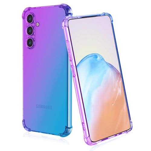 BORYA Silikon Hülle für Samsung Galaxy A35 5G, Transparent Weiches Seidig Ultra Dünn TPU Stoßfest Kratzfest Handyhülle, Elegant Bunt Gradient Schutzhülle, Lila/blau von BORYA