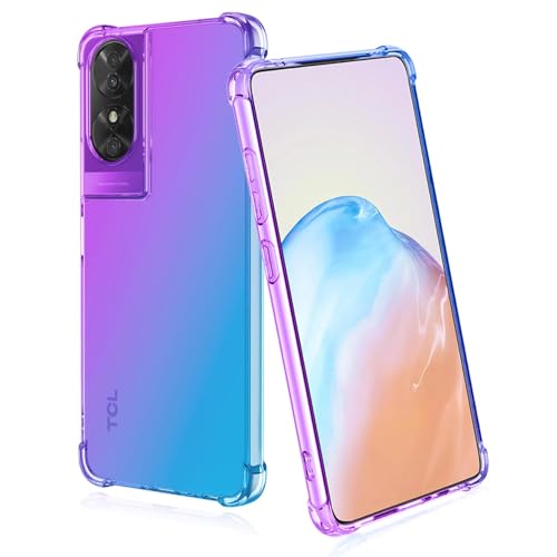 BORYA Silikon Hülle für TCL 50 SE (TCL 50SE), Transparent Weiches Seidig Ultra Dünn TPU Stoßfest Kratzfest Handyhülle, Elegant Bunt Gradient Schutzhülle, Lila/blau von BORYA