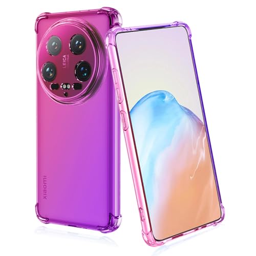 BORYA Silikon Hülle für Xiaomi 14 Ultra, Transparent Weiches Seidig Ultra Dünn TPU Stoßfest Kratzfest Handyhülle, Elegant Bunt Gradient Schutzhülle, Pink/Lila von BORYA