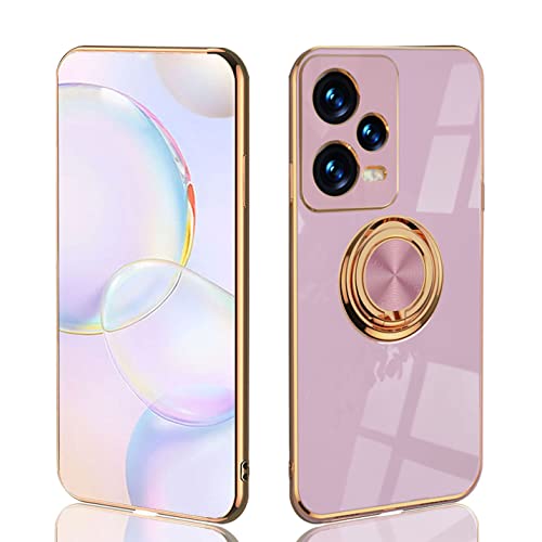 BORYA Ultra Dünn Hülle für Xiaomi Poco X5 5G/Xiaomi Redmi Note 12 5G, Stoßfest Handyhülle, TPU Bumper Weiches Silikon Schutzhülle mit Galvanisieren Goldkante 360°Ring Ständer, Violett BORYA Ultra Dünn Hülle für Xiaomi Poco X5 5G/Xiaomi Redmi Note 12 5G, Stoßfest Handyhülle, TPU Bumper Weiches Silikon Schutzhülle mit Galvanisieren Goldkante 360°Ring Ständer, Violett von BORYA