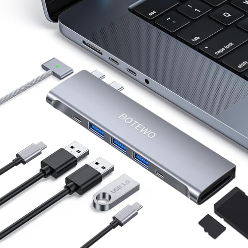 USB C MacBook Adapter: USB C Hub - MacBook Docking Station mit Thunderbolt 3, 4K HDMI, 3 USB 3.0 Port,TF/SD Kartenleser, USB c dongle Kompatibel mit MacBook Pro/Air 2020-2016 von BOTEWO