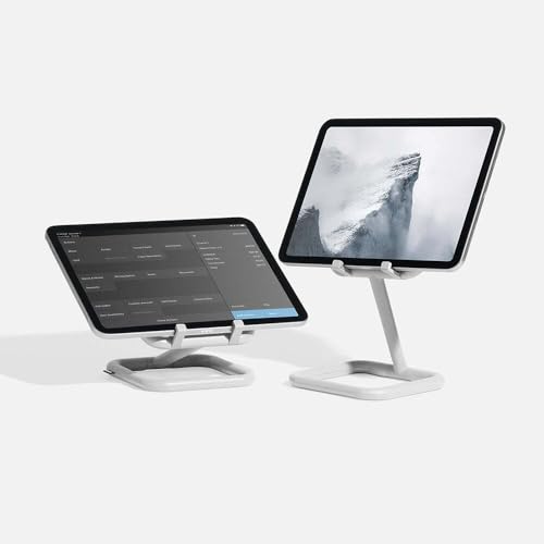 Bouncepad Go in White Ständer für iPad und Tablet, verstellbar, kompatibel mit allen iPad, iPad Pro, iPad Mini und Samsung Tablets von BOUNCEPAD