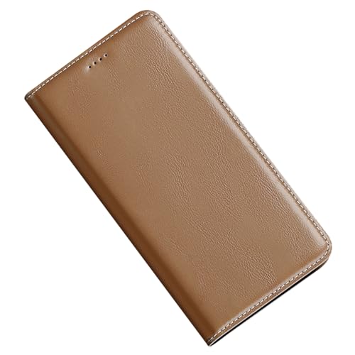 BOVROTIN Echtes Leder Cover für iPhone 16 Pro Max/16 Pro/16 Plus/16, Flip-Card-Slots & Folio-Stand Funktion, Elegante Geldbörse, stoßfeste Schale, braun, 16 Plus von BOVROTIN