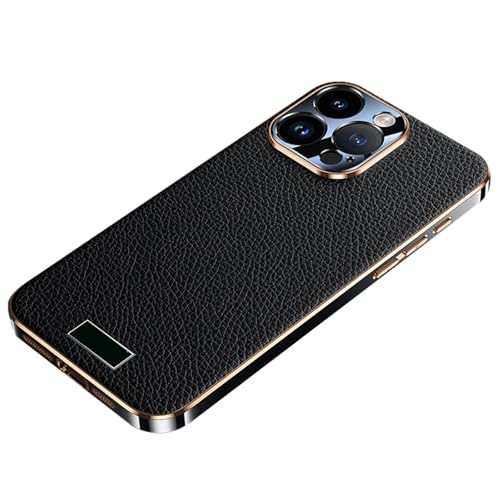 BOVROTIN Fall für iPhone 16 Pro Max/16 Pro/16 Plus/16, Hand gefertigtes echtes Leder, voller Kameras chutz, Slim Fit Beschichtung Stoßstange, Gold,16 von BOVROTIN