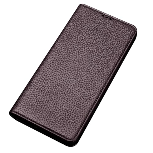 BOVROTIN Flip Case für iPhone 16 Pro Max/16Plus/16Pro/16, Echt Leder Abdeckung Magnetischer Verschluss Folio TPU-Innen hülle, Braun, 16 Pro Max von BOVROTIN