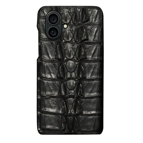 BOVROTIN Luxus Fall für iPhone 16 Pro Max/16Plus/16Pro/16, schlanke Faser Futter Abdeckung aus echtem Leder Tropfens chutz Krokodil Relief Fall, 16 von BOVROTIN