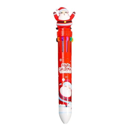 BOWTONG 1/4 x Weihnachts-Kugelschreiber, mehrfarbig, 10 Farben, Handbuch-Kugelschreiber, Weihnachtsgeschenke, bunter Stift für Kinder von BOWTONG