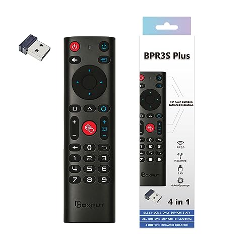 BPR3S Plus 2.4G RF, ausgestattet mit USB-Empfänger, Bluetooth-Stimme, Luft Maus Fernbedienung, 6-Achsen Gyroskop, 4TV Taste Infrarot Lernen, passend für TV/TV Box/Computer/Smart Projektor/Set-Top Box von BOXPUT