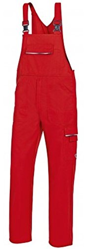 BP 1604-559-81-50l Latzhose, Stretch-Hosenträger mit Clipbefestigungen, 245,00 g/m² Stoffmischung, rot, 50l von BP