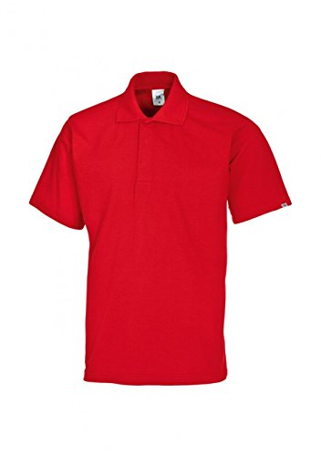 BP 1625-181-81-5XL Unisex-Poloshirt, 1/2 Ärmel, Polokragen mit verdecktem Druckknopfband, 70 cm, 220,00 g/m² Stoffmischung, rot, 5XL von BP