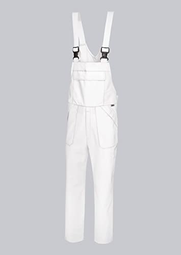 BP 1681-750-21-Sn Unisex Arbeits-Latzhose, mit elastischer, verstellbarer Taille, 250,00 g/m² Verstärkte Baumwolle, weiß, Sn von BP