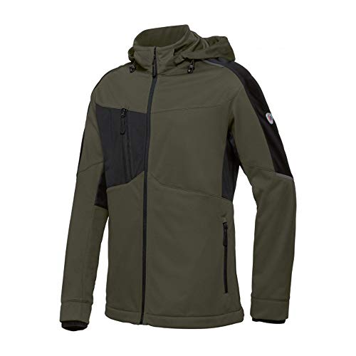 BP 1830-992-7332-4XLn Herren-Softshell-Jacke, Stehkragen, Frontreißverschluss, 240,00 g/m² 100% Polyester, oliv/schwarz, 4XLn von BP