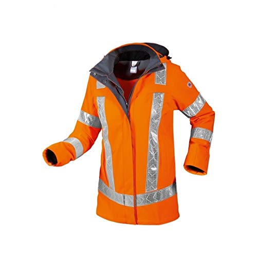 BP 2127-880-85-2XL Damen-Wetterschutzjacke, Stehkragen, abnehmbare Kapuze , 205,00 g/m² 100% Polyester, Warnorange, 2XL von BP