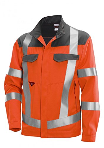 BP 2212-840-8553-52/54l Arbeitsjacke, Stehkragen, verdecktes Druckknopfband, 320,00 g/m² , Warnorange/dunkelgrau, 52/54l von BP