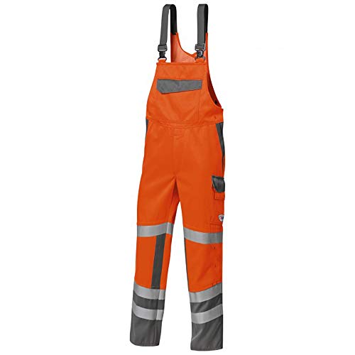 BP 2214-840-8553-48l Stretch-Hosenträger Latzhose mit Clipbefestigungen, 0.31 Polyester/28% Modacryl/20% Viskose/20% Aramid/1% Sonstige Fasern, Warnorange/Dunkelgrau, 48l von BP